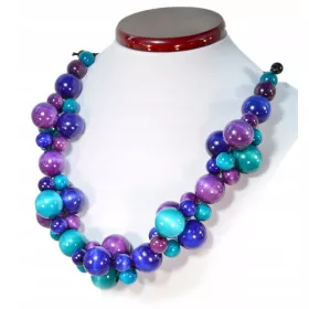  Verstellbare Saphir-Halskette aus Holzperlen