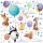  GROSSE WANDAUFKLEBER – TIERE AUF LUFTBALLONS