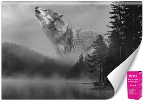 3D-Fototapete, nicht aufgelegt, Wald, Wolf, Bäume, 400 x 280
