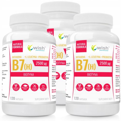 Wish Pharmaceutical® Biotin (Vitamin B7) 2500μg mit L-Leucin und Präbiotikum