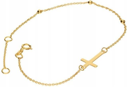  Armband aus 333er Gold mit Kreuz und Kugeln, elegantes Muster, Geschenk 8k