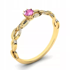 RING AUS GOLDBLATT MIT ROSA ZIRKONIA 3MM