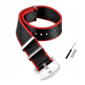    LANGER NATO-GURT 22 MM SCHWARZ ROT + TELESOPS + WERKZEUG - PREMIUM