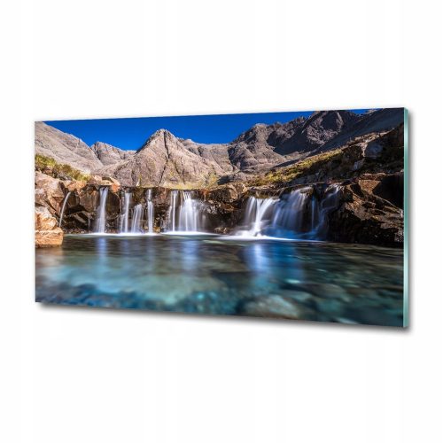 Bilder an der Wand Großes Glasbild für das Wohnzimmer, Wasserfall in den Bergen