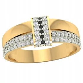 BREITER RING MIT EINEM STREIFEN AUS ZIRKONIA, GOLD PR. 585