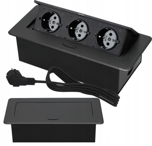 Schwarze Smartled-Elektroleiste für die Arbeitsplatte