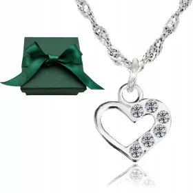    SILBERNE HERZ-HALSKETTE MIT ZIRKONIA 925 SILBERSCHMUCK FÜR SIE