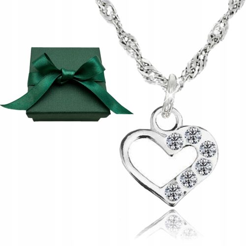  SILBERNE HERZ-HALSKETTE MIT ZIRKONIA 925 SILBERSCHMUCK FÜR SIE