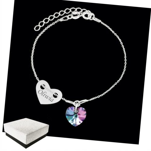  Silber Damenarmband Herz GRAVUR 925