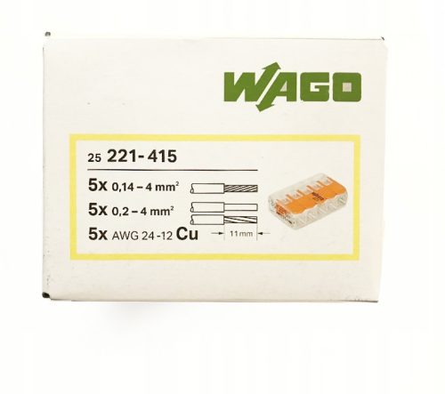 Wago 221-415 Schnellverbinder 0,2-4 mm²/5 25 Stk.