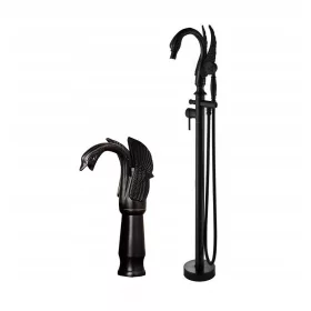 Altes schwarzes Retro-Badewannenarmatur- und Waschbecken-Set
