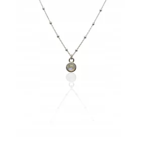 Silberne Dot S-Halskette mit Mondstein
