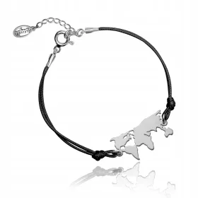  Armband mit Weltkarte aus rhodiniertem Silber