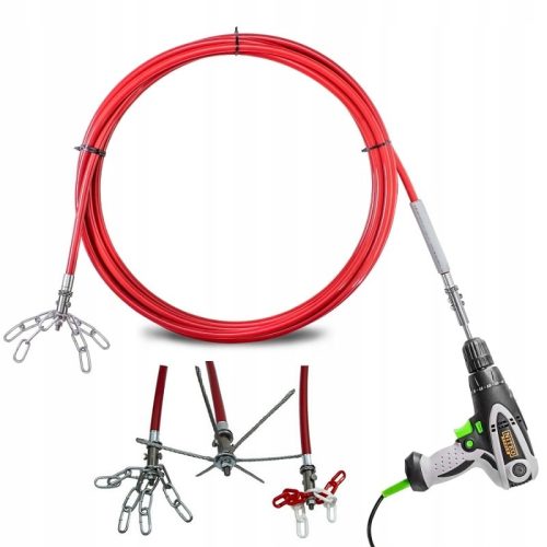Ein Reinigungsstab, eine Bürste, ein Set und eine Schornsteinreinigungsrolle für eine 5-m-Bohrmaschine