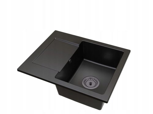 Brado Donzo Einbeckenspüle Black Siphon aus schwarzem Granit