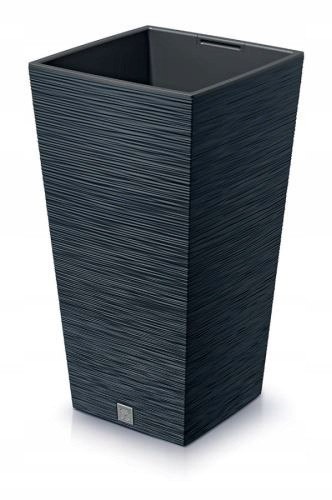  Prosperplast-Blumentopf, 29,5 cm x 29,5 x 55 cm, Durchmesser 26,5 cm, Kunststoff in Grau- und Silbertönen