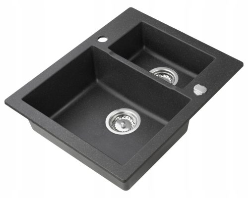  Moderno Annie Spüle mit eineinhalb Becken, schwarzer Granit