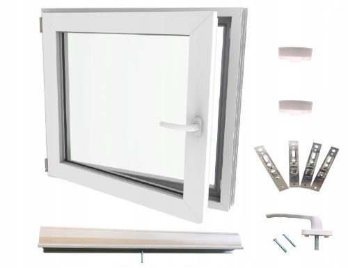 Linkes Kunststofffenster Lorac 60x60 cm weiß