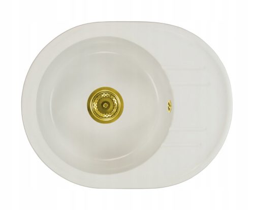 Brado BELLA Einbeckenspüle, weißer Siphon, goldweißer Granit