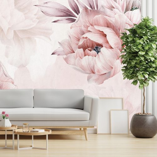 NATURE Blumen Tapete 400x280 cm rosa Pfingstrosen