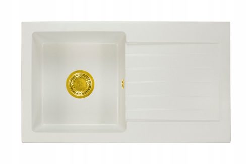 Brado LEON Einbeckenspüle, weißer Siphon, goldweißer Granit