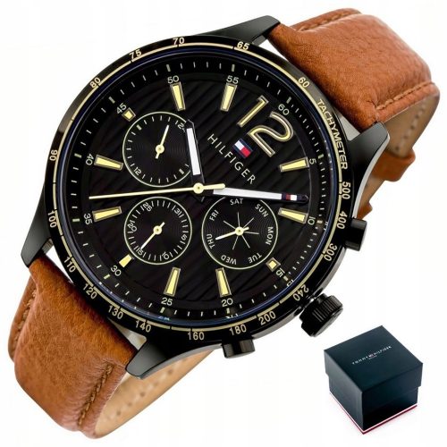  HERRENUHR TOMMY HILFIGER 1791470 GAVIN + GRAVIERTER Lederklassiker