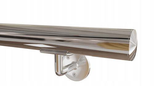 POLER Edelstahl-Handlauf, Durchmesser 42,4, 2 Halterungen 100 cm