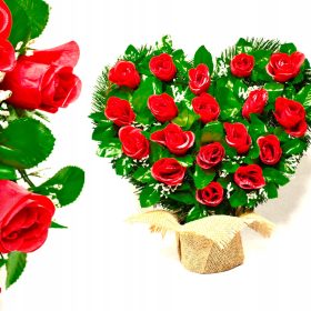    Legen Sie ein Herz unter den Blumenstrauß, einen künstlichen Kranz