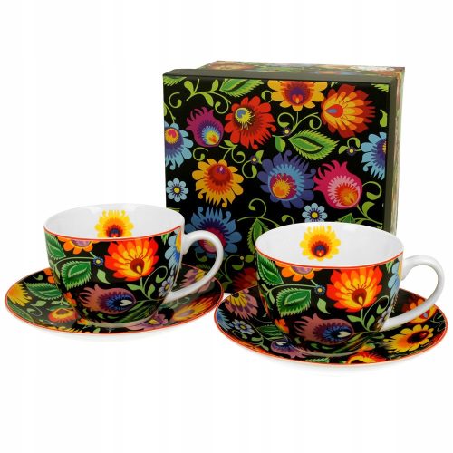 Tasse und Untertasse für Kaffee und Tee Tassen und Untertassen Duo Etnic Porzellan 250 ml 2 Stk.