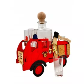  Barkaraffe aus Holz, Feuerwehrauto, Geschenk
