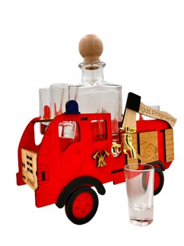  Barkaraffe aus Holz, Feuerwehrauto, Geschenk