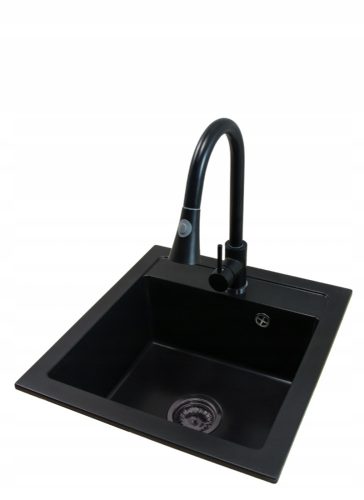 Brado BIG DON Einbeckenspüle TARU Schwarzer Wasserhahn Siphon aus schwarzem Granit