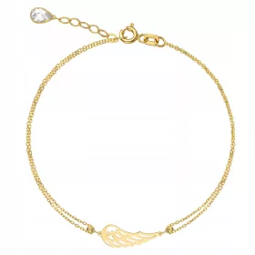  585 Gold Doppelarmband, Flügelgravur