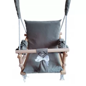    Schaukel 3in1 Kinder Kristallgrau Haus Garten Zimmer Samt Holz Sitz