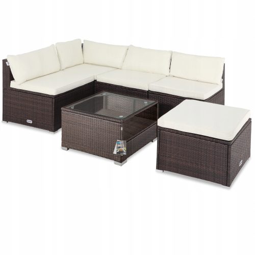 Ein Satz Garten- und Terrassenmöbel Casaria Technorattan Gartenmöbel-Set, Beige, 16-tlg.