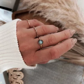  Vergoldeter Ring mit 8 mm großem Labradoritstein