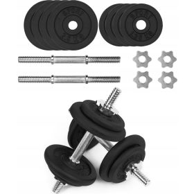    Gusseisen-Dummköpfe, 2 x 10 kg, verstellbare Metallstangen, 28 mm, Belastungssatz 20 kg