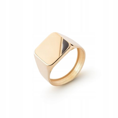  Gold-Siegelring für Herren – Schwarzer Onyx, 18 Karat vergoldet, R23