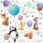  SEHR GROSSE WANDAUFKLEBER, TIERE, LUFTBALLONS