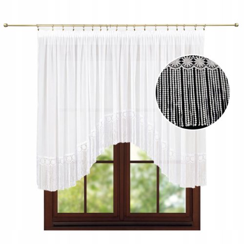  Fertigvorhang, Voile 600x140, Schleife, Guipure-Voile 30 cm
