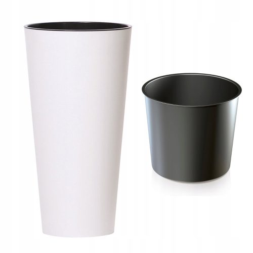  Prosperplast DTUS400-S449 Blumentopf 40 cm x 76,2 cm weiß + Inneneinsatz für IWKS400 Rundtöpfe