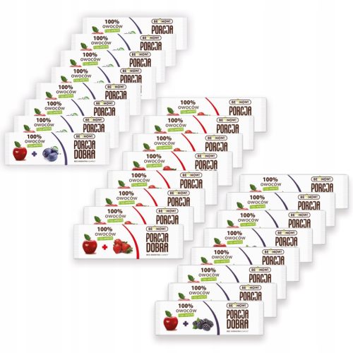 Porcja Dobra - Fruchtige Riegel in drei Geschmacksrichtungen: Apfel-Brombeere, Apfel-Erdbeere und Apfel-Pflaume