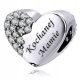  HERZ-ANHÄNGERPERLE MIT ZIRKONIA, 925 SILBER + GRAVUR