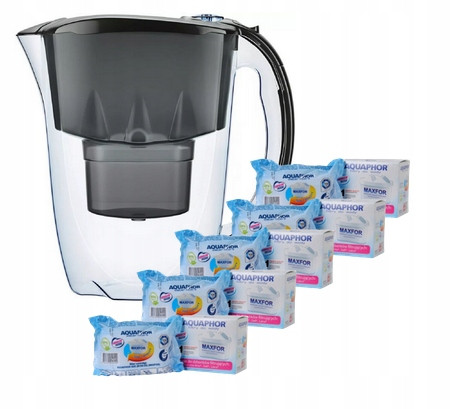  Aquaphor Filterkanne Filterkanne + 5x Amethys Filtereinsatz 2,8 l schwarz