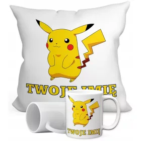  PIKACHU SET BECHER + KISSEN + GESCHENK MIT BELIEBIGEM NAMEN