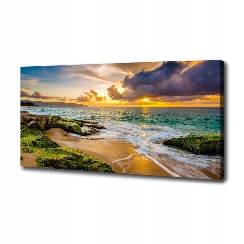 Bilder an der Wand Fotogemälde auf Leinwand Sonnenuntergang Meer 125x50cm