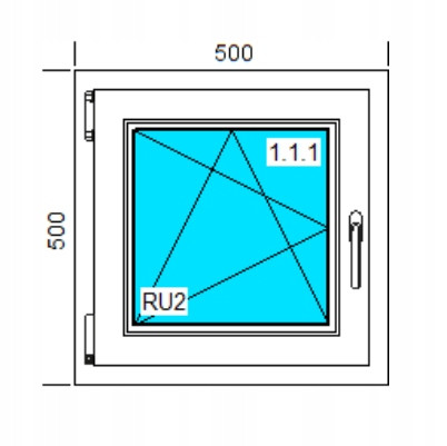 PVC-FENSTER 500x500 RU WEISS, LINKS
