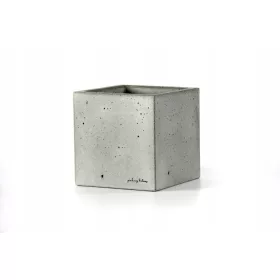    Wunderschöner Blumentopf aus Beton, 24 cm x 24 x 24 cm, Graphitbeton, Blautöne, Rosatöne, Grau- und Silbertöne, Gelb- und Goldtöne