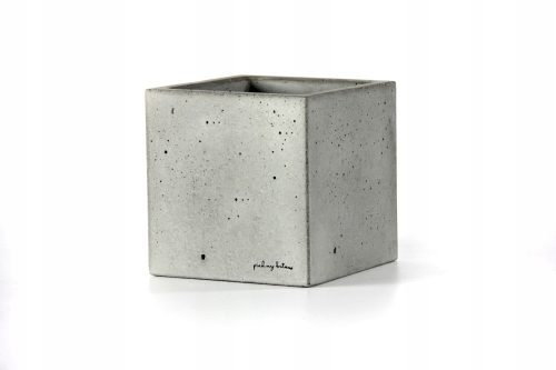  Wunderschöner Blumentopf aus Beton, 24 cm x 24 x 24 cm, Graphitbeton, Blautöne, Rosatöne, Grau- und Silbertöne, Gelb- und Goldtöne
