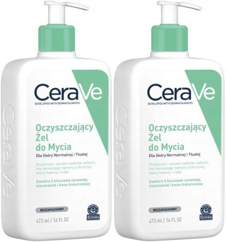 2x CeraVe Reinigendes Waschgel mit Dermatologischer Formel, 473ml